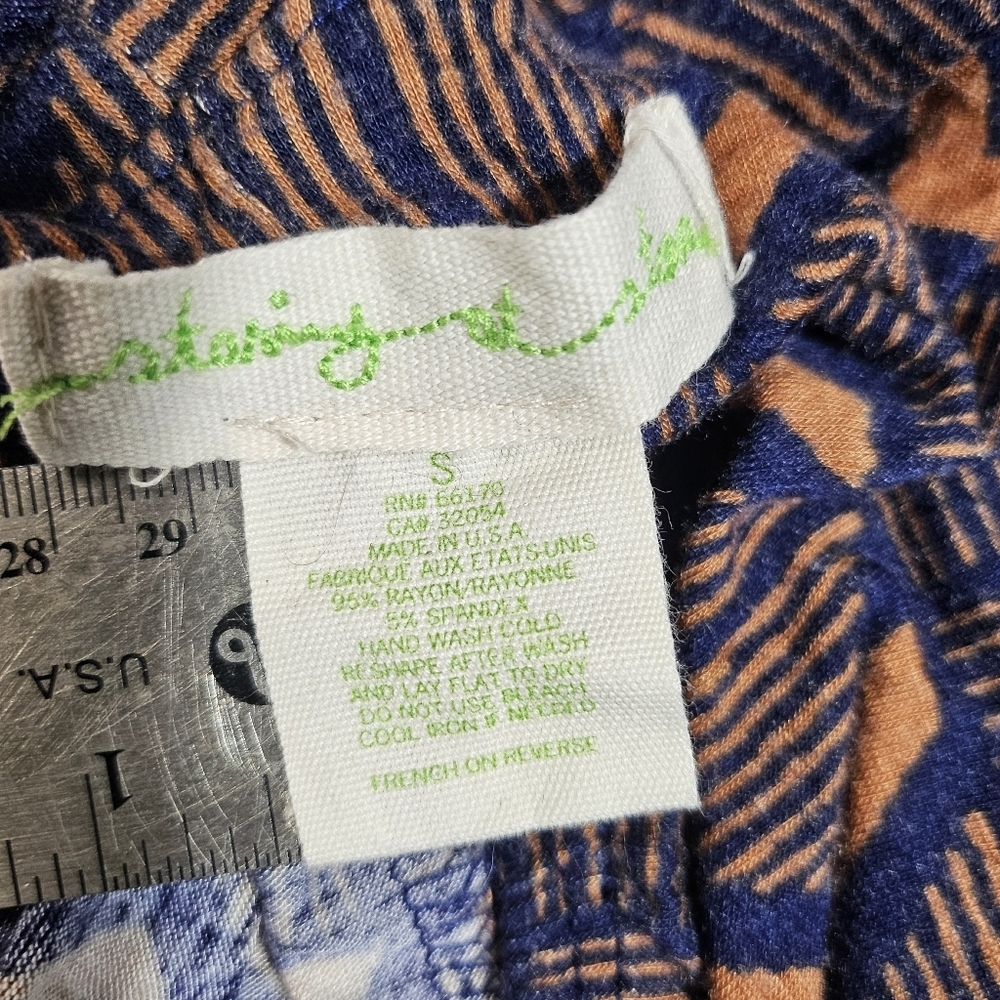 UO Staring at Stars Aztec Batik Geometric Pattern Dress Small Orange Navy Blue - Picture 2 of 7